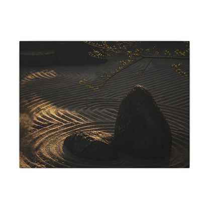 Ma Rock Garden Canvas Art - Dark Japandi Shadow Zen
