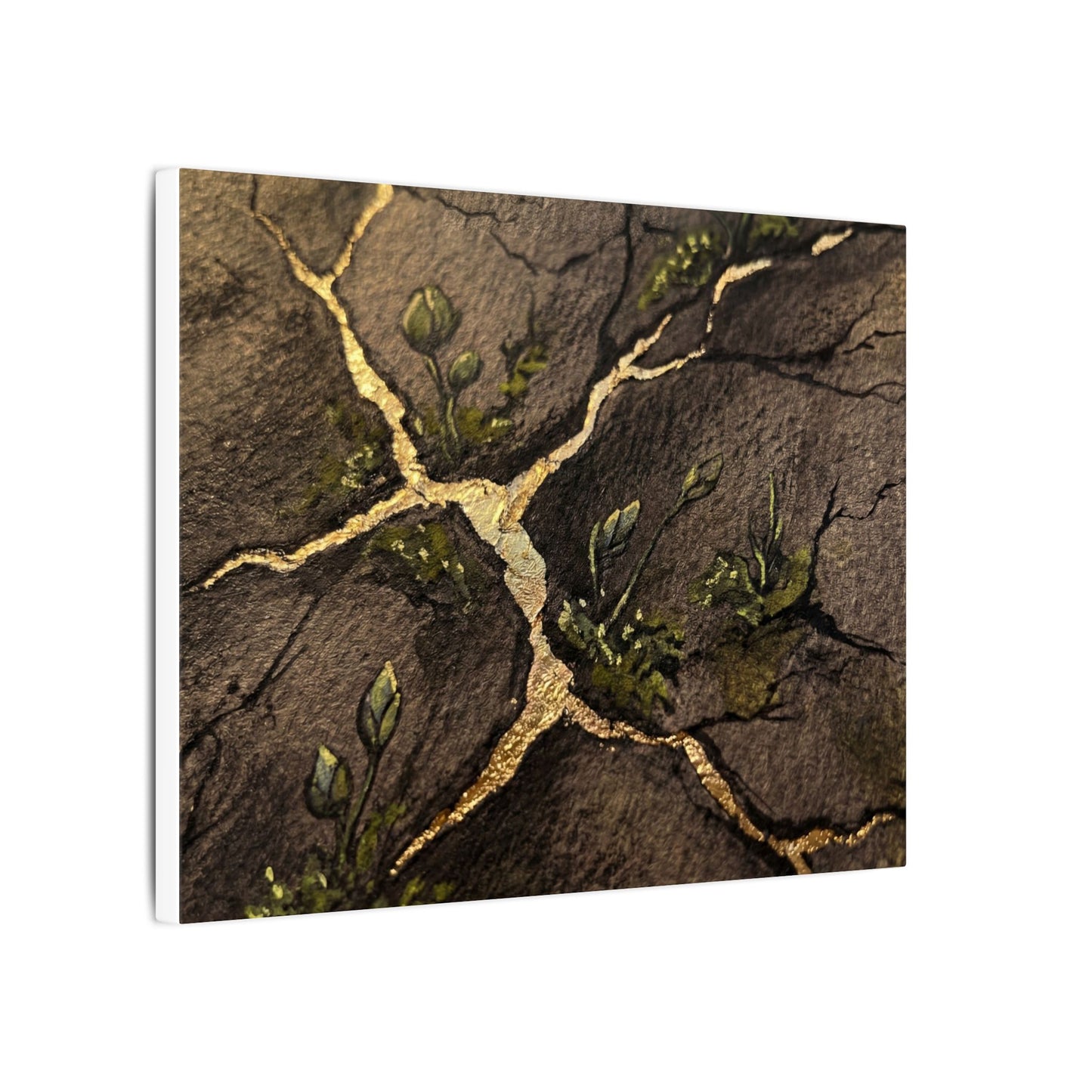Spring Cracked Earth Charcoal Ink Canvas Art | Luxurious Decor
