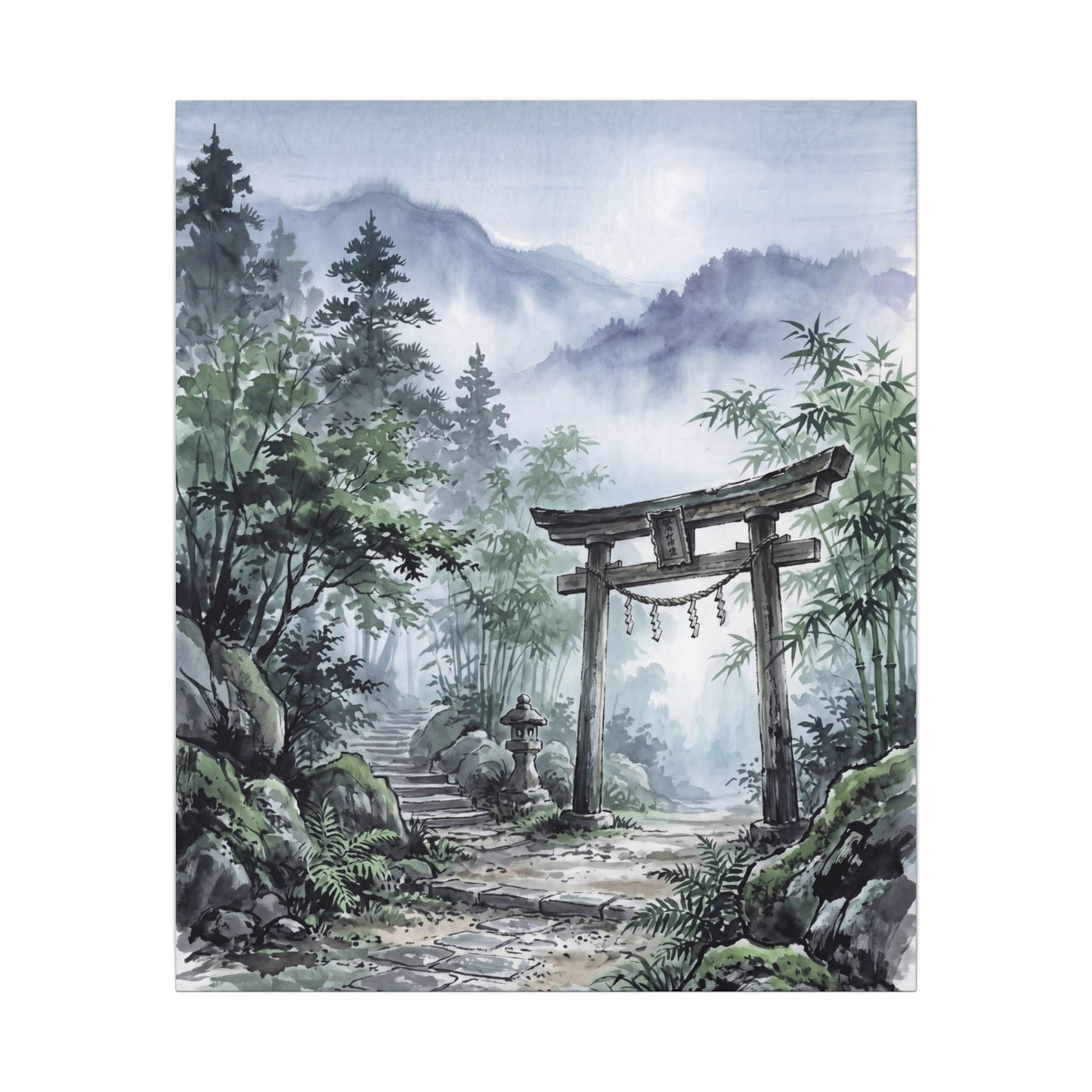 Moonlight Torii Gate Canvas Art - Zen Fukinsei