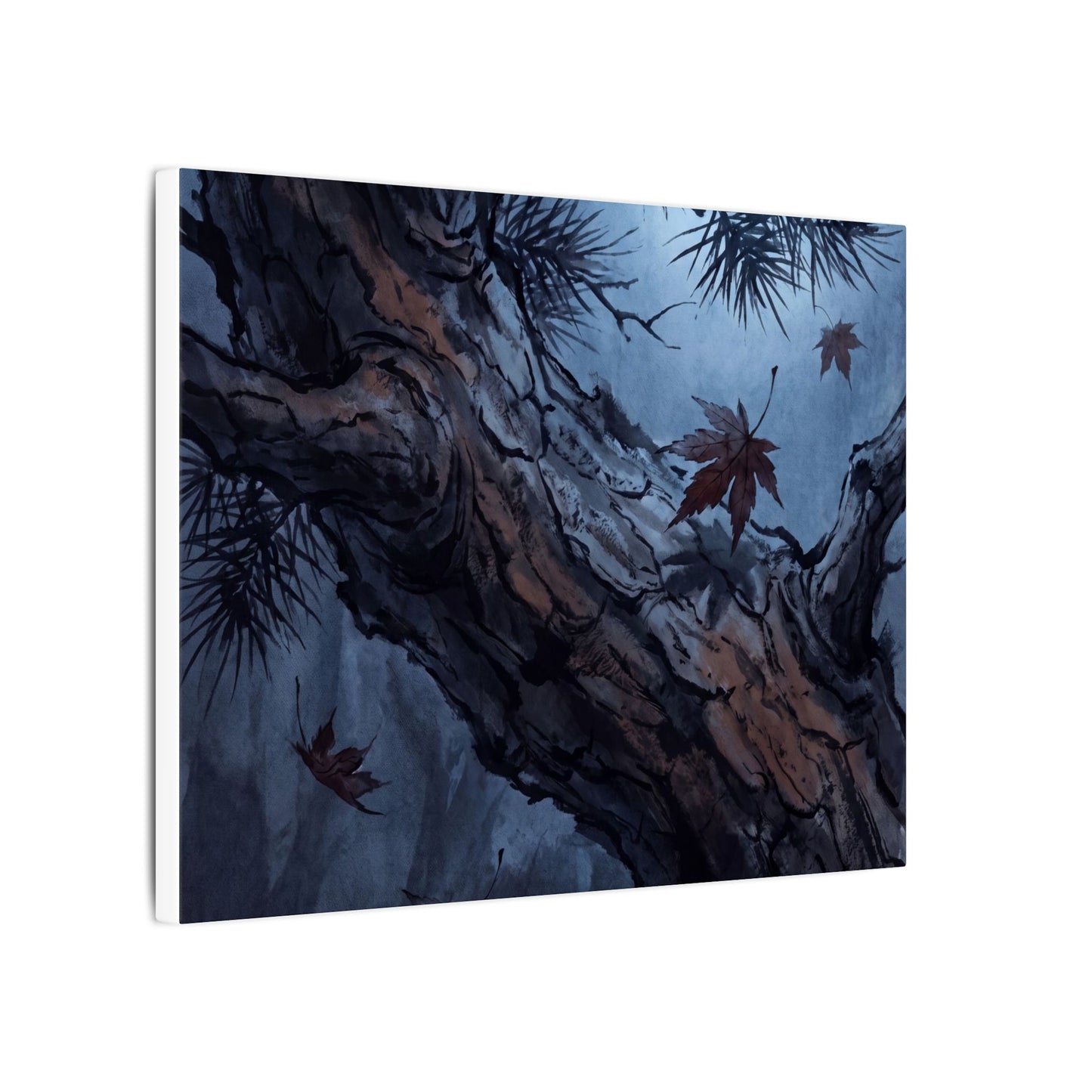 Atmospheric Pine Tree Canvas Art - Shadow Zen Dark Japandi