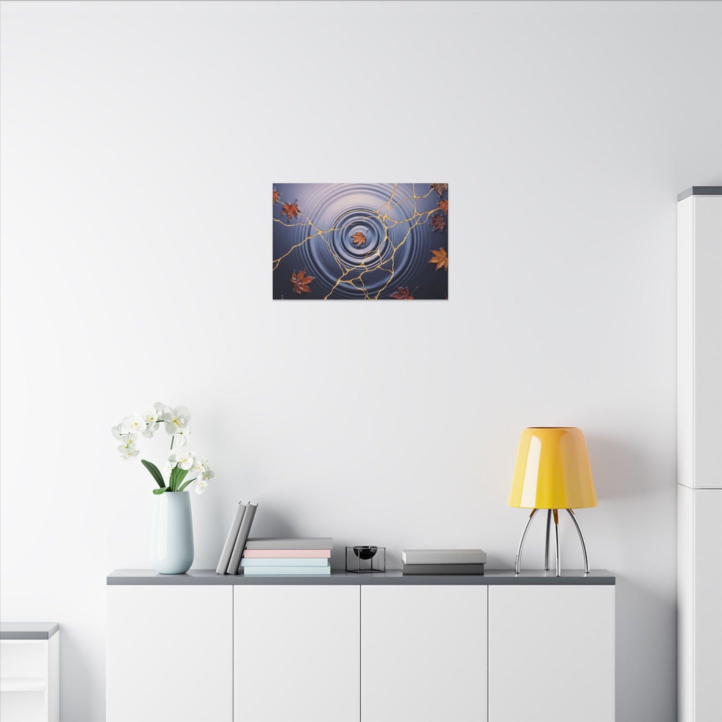 Kintsugi Water Ripple in Dawn | Gold Vein Canvas Art