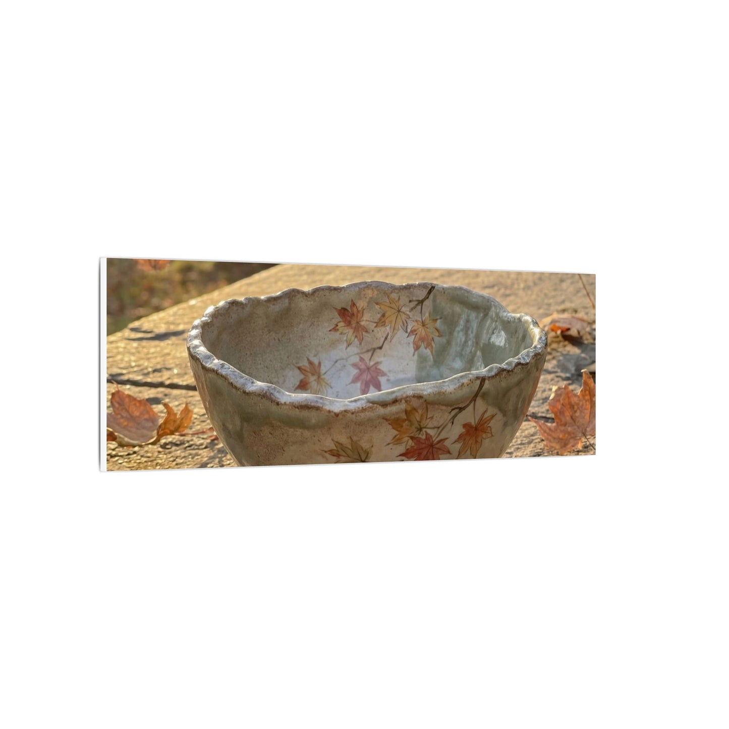 Japandi Ceramic Bowl in Golden Hour | Japanese Pattern Canvas Art