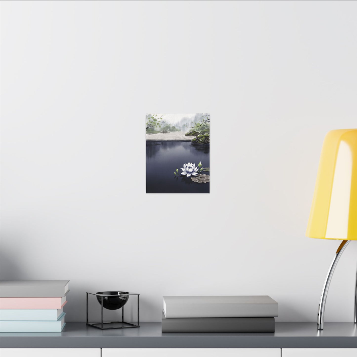 Lotus Flower Karesansui Canvas Art | Tranquil Zen Art