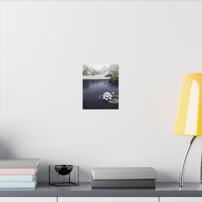 Lotus Flower Karesansui Canvas Art | Tranquil Zen Art