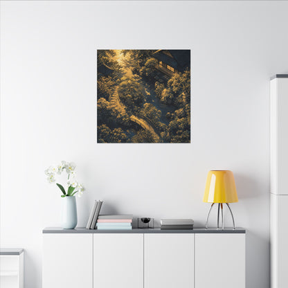 Contemplative Moonlit Garden Canvas Art - Ukiyo E Inspired Zen