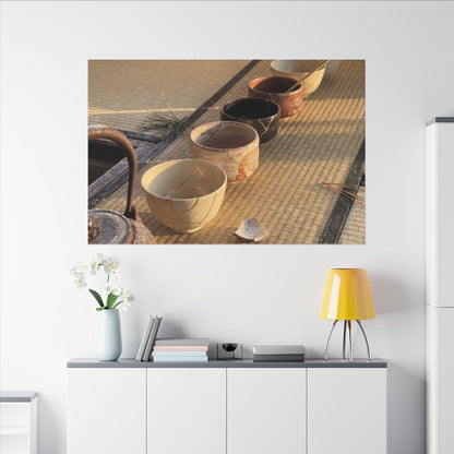 Kintsugi Tea Ceremony in Golden Hour | Gold Repair Canvas Art
