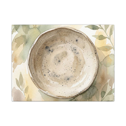 Ceramic Bowl Watercolor Canvas Art | Warm Japandi Art