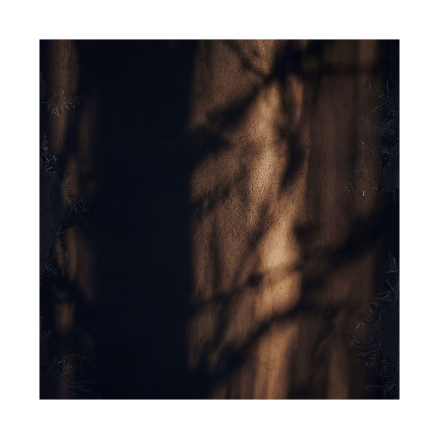 Dark Japandi Shadow Play in Candlelight | Moody Minimal Wall Art Print