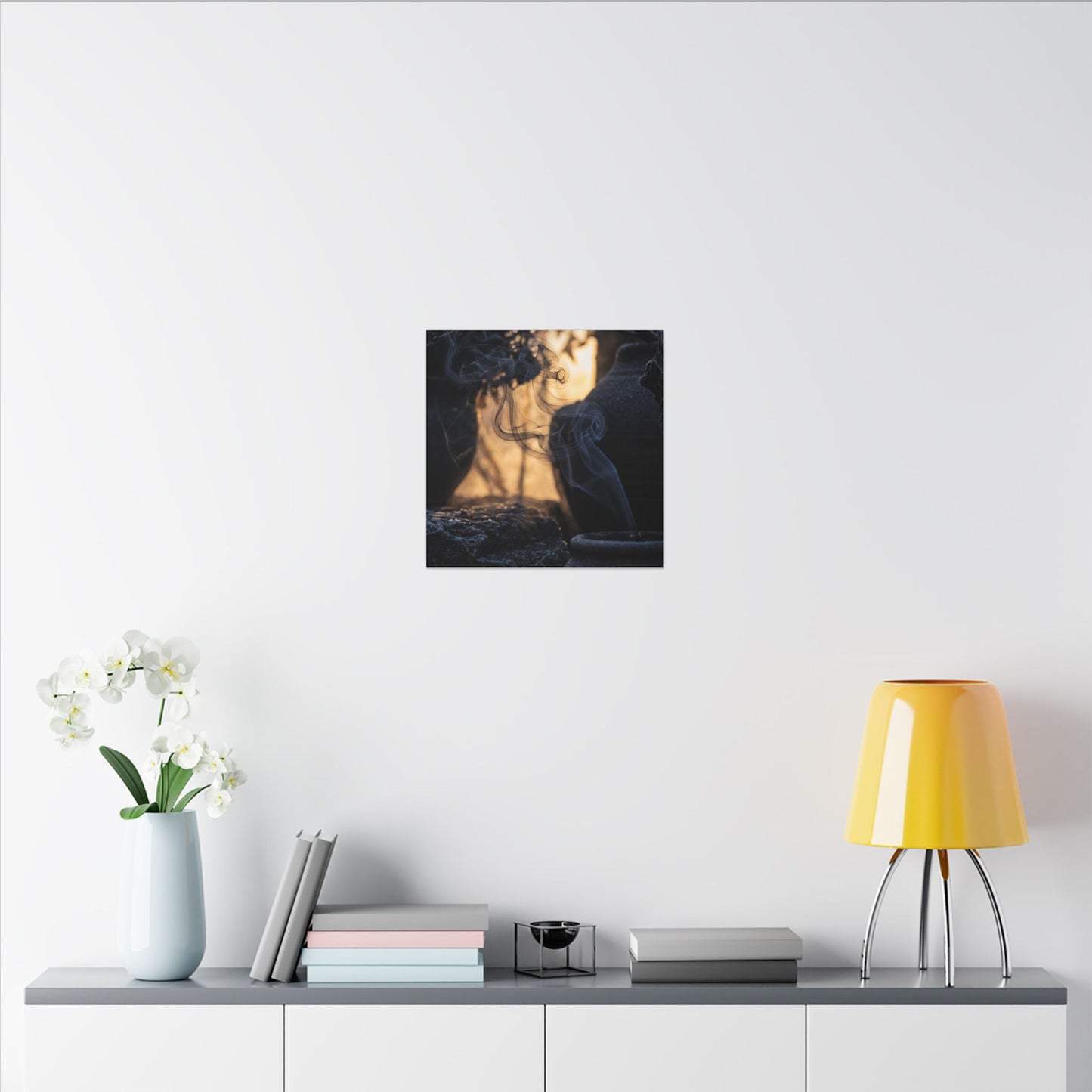 Incense Smoke Canvas Art | Winter Dark Japandi Shadow Zen Art