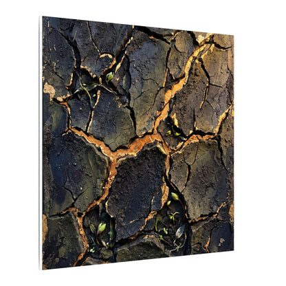 Cracked Earth Spring Canvas Art | Dark Japandi Atmospheric Design