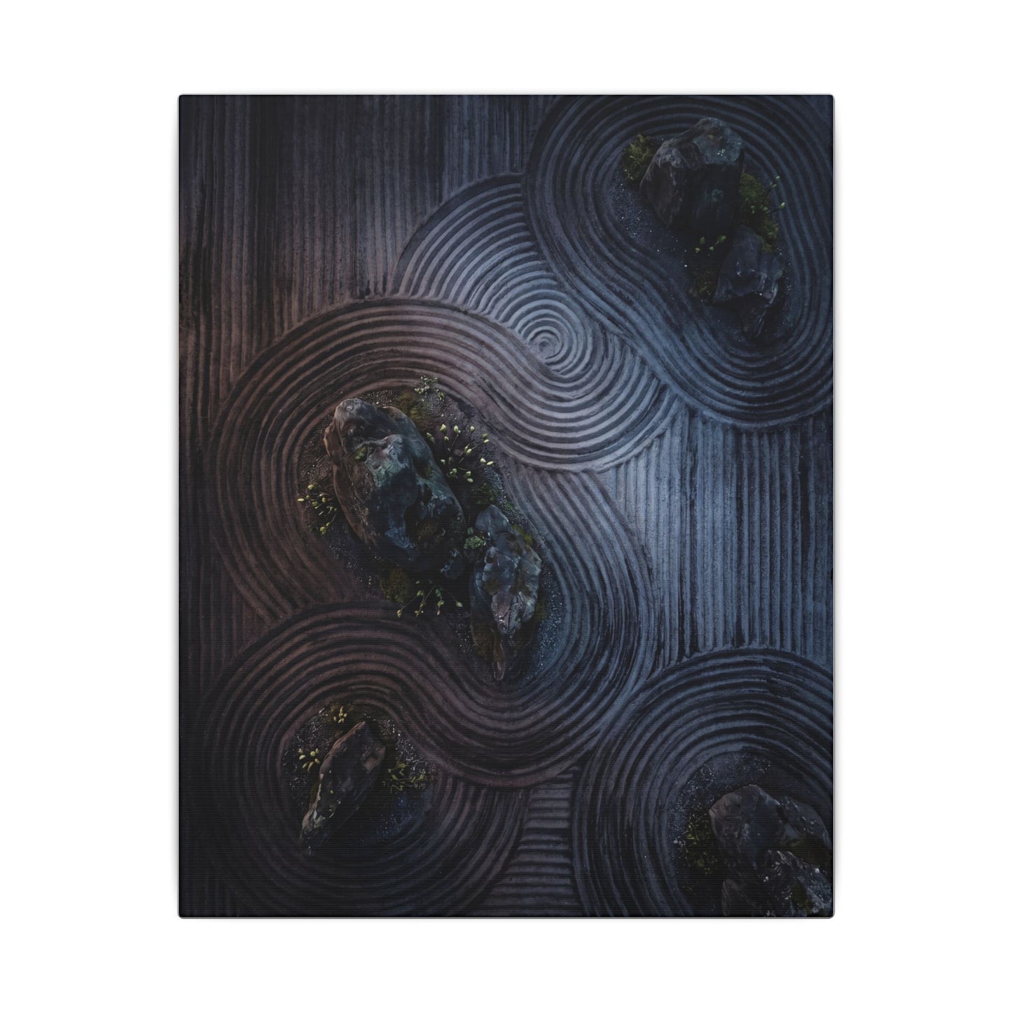 Spring Rock Garden Charcoal Ink Canvas Art | Bold Decor
