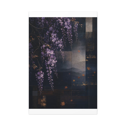 Dawn Wisteria Canvas Art - Dark Japandi Fukinsei