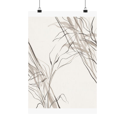 Japandi Shoji Screen in Dappled | Minimal Line Wall Art Print