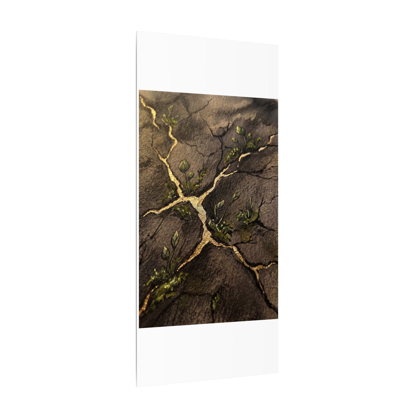 Spring Cracked Earth Charcoal Ink Canvas Art | Luxurious Decor