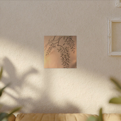 Japandi Wisteria in Candlelight | Minimal Line Canvas Art