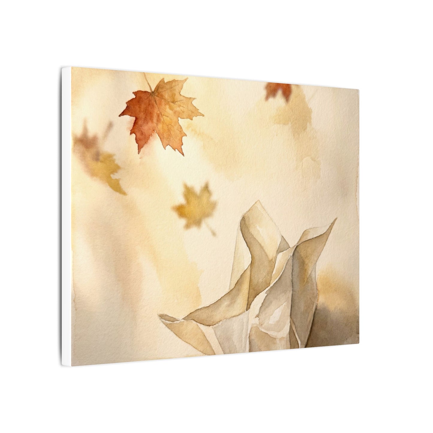 Japandi Paper Fold in Golden Hour | Watercolor Canvas Art
