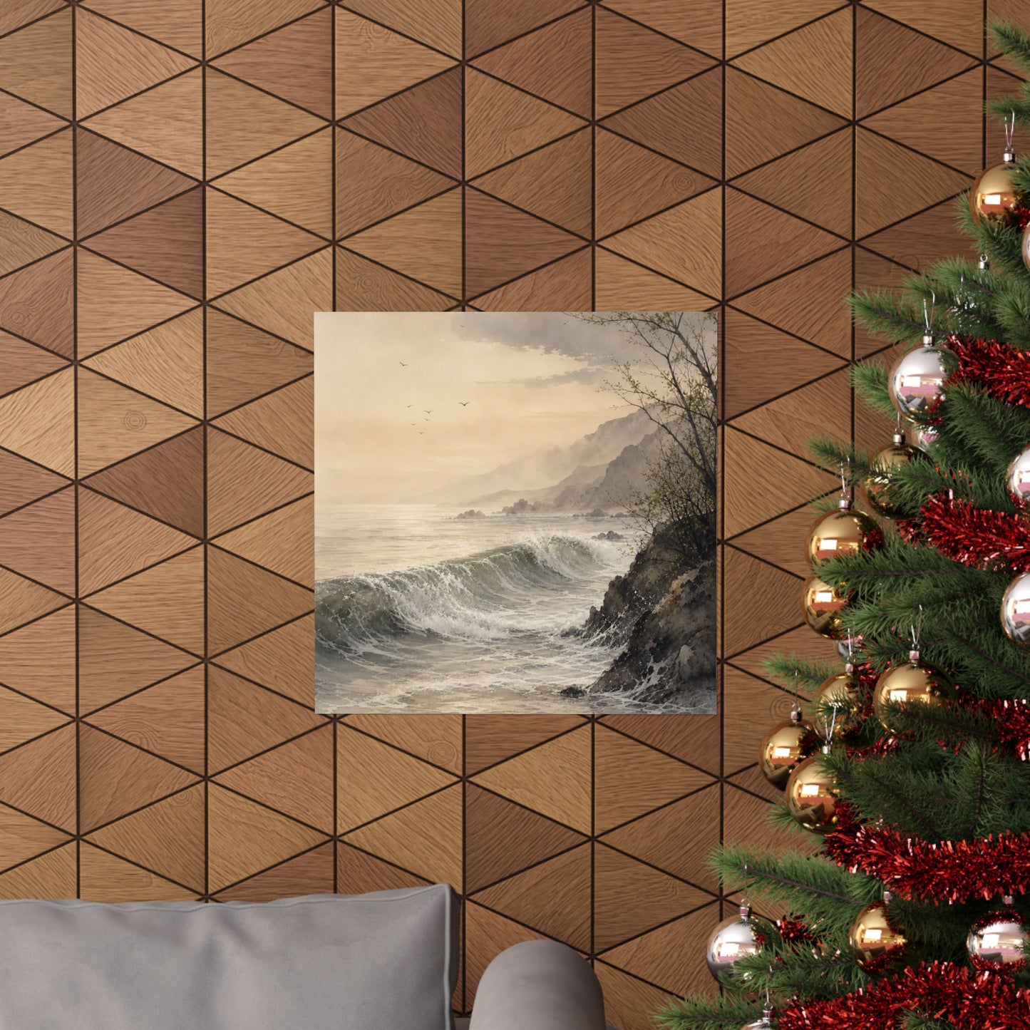 Warm Ocean Wave Wall Art Print - Watercolor Japandi