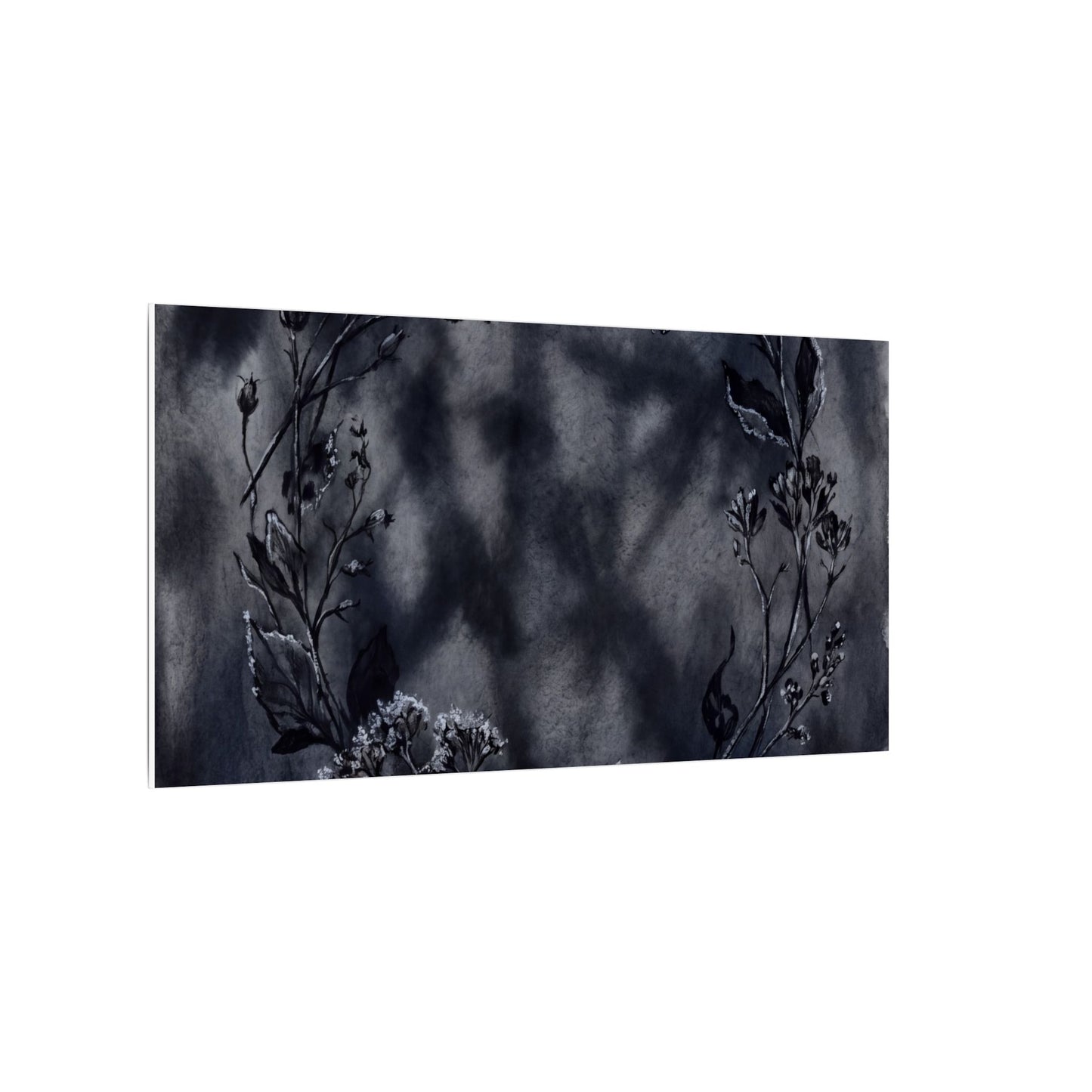 Dried Flowers Canvas Art | Winter Dark Japandi Shadow Zen Art