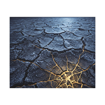 Moonlight Cracked Earth Canvas Art - Kintsugi Mono No Aware