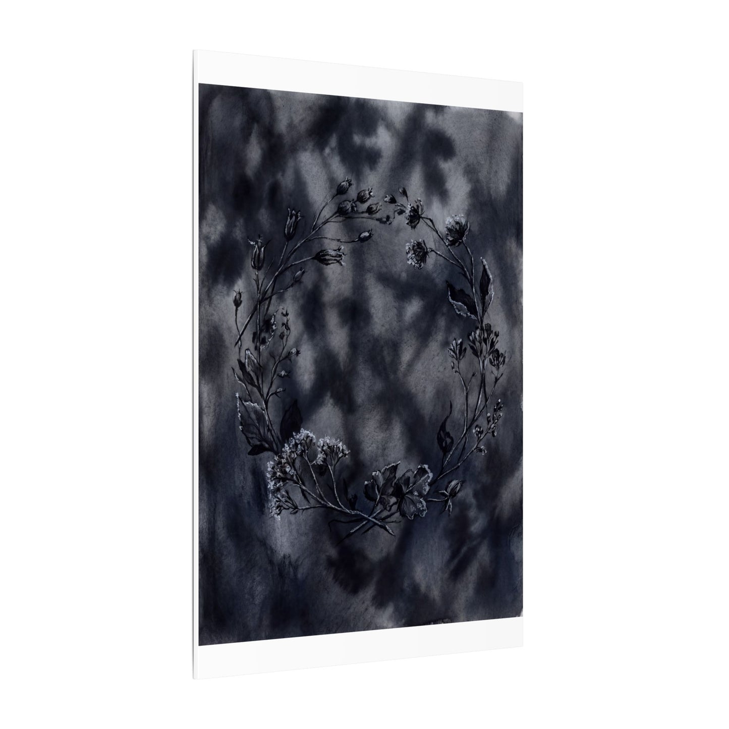 Dried Flowers Canvas Art | Winter Dark Japandi Shadow Zen Art