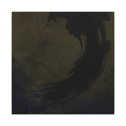 Seijaku Ink Brushstroke Canvas Art - Dark Japandi Moody Minimal