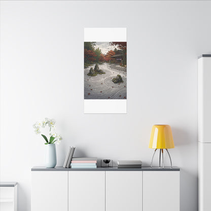 Autumn Rock Garden Ukiyo E Inspired Canvas Art | Peaceful Decor