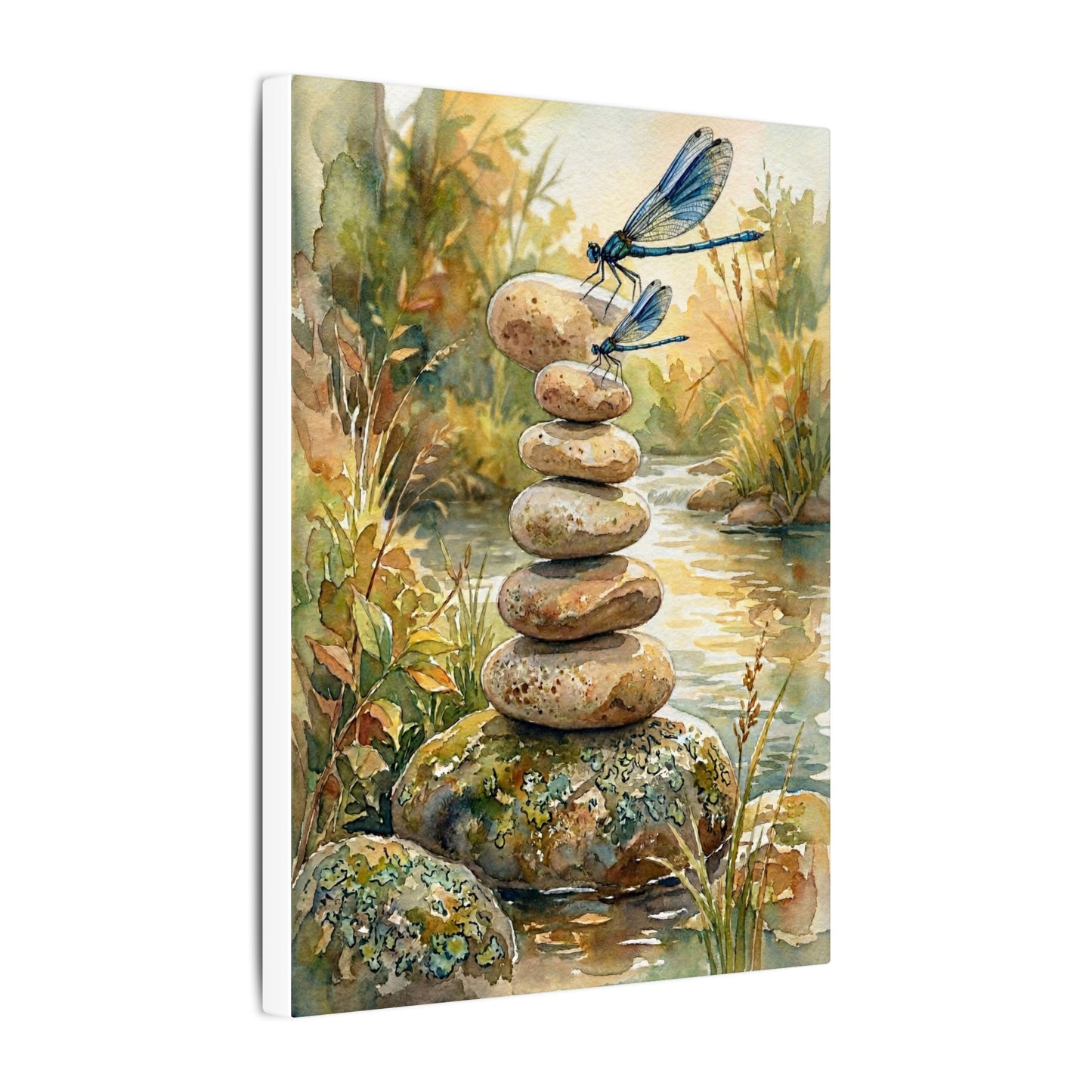 River Stones Summer Canvas Art | Japandi Cozy Design