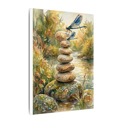 River Stones Summer Canvas Art | Japandi Cozy Design