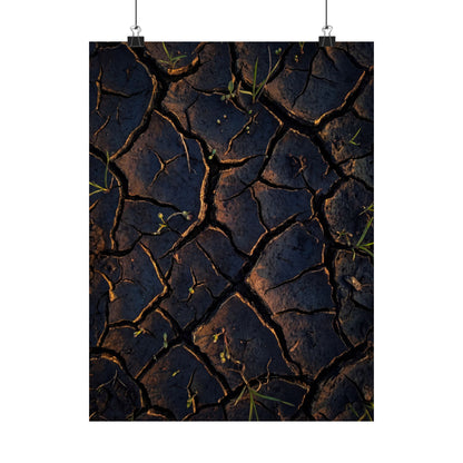 Cracked Earth Moody Minimal Wall Art Print | Sophisticated Dark Japandi Art Art Print