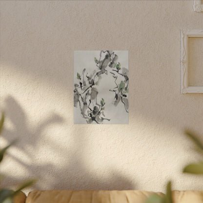 Zen Ink Brushstroke in Overcast | Sumi E Canvas Art