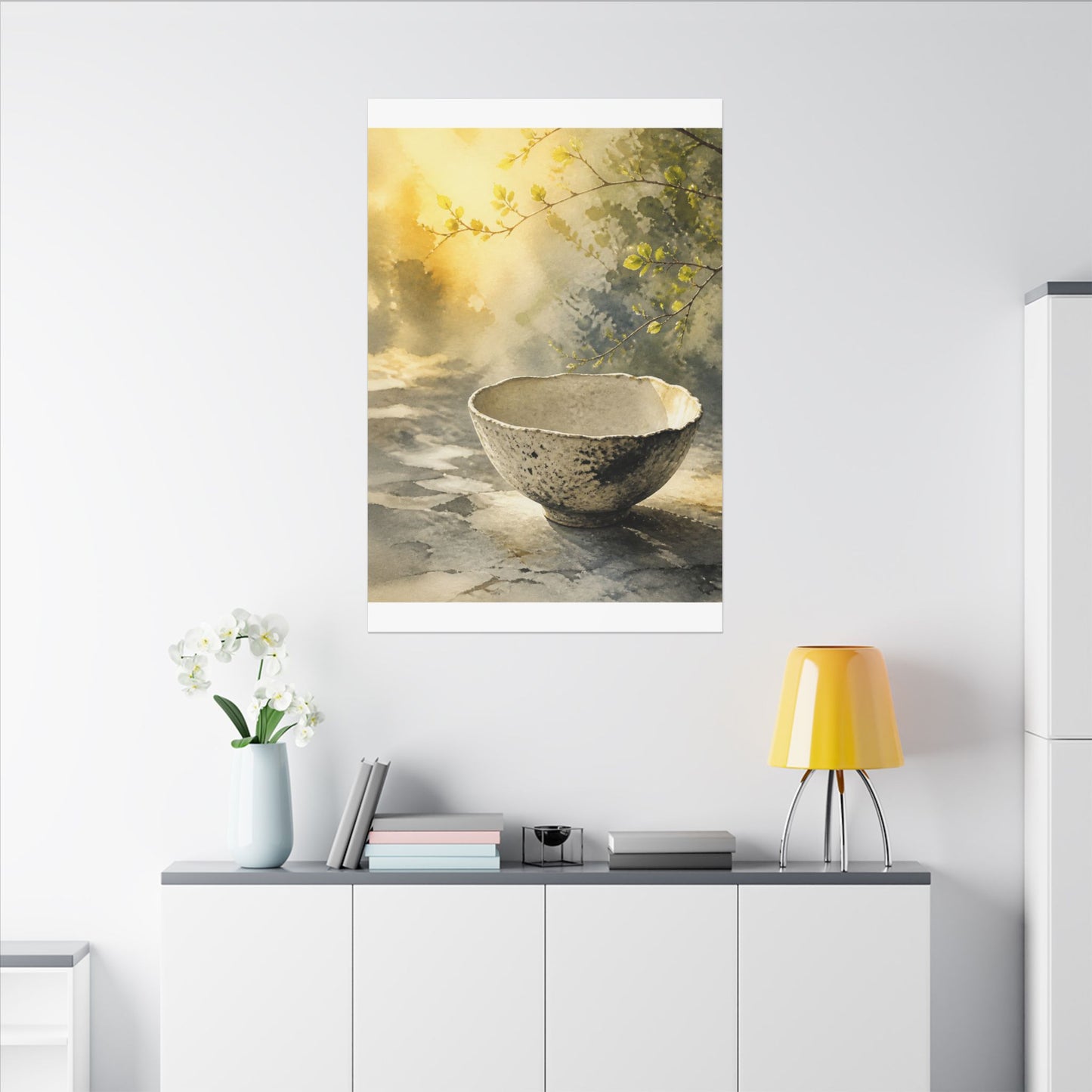 Cozy Ceramic Bowl Canvas Art - Watercolor Japandi