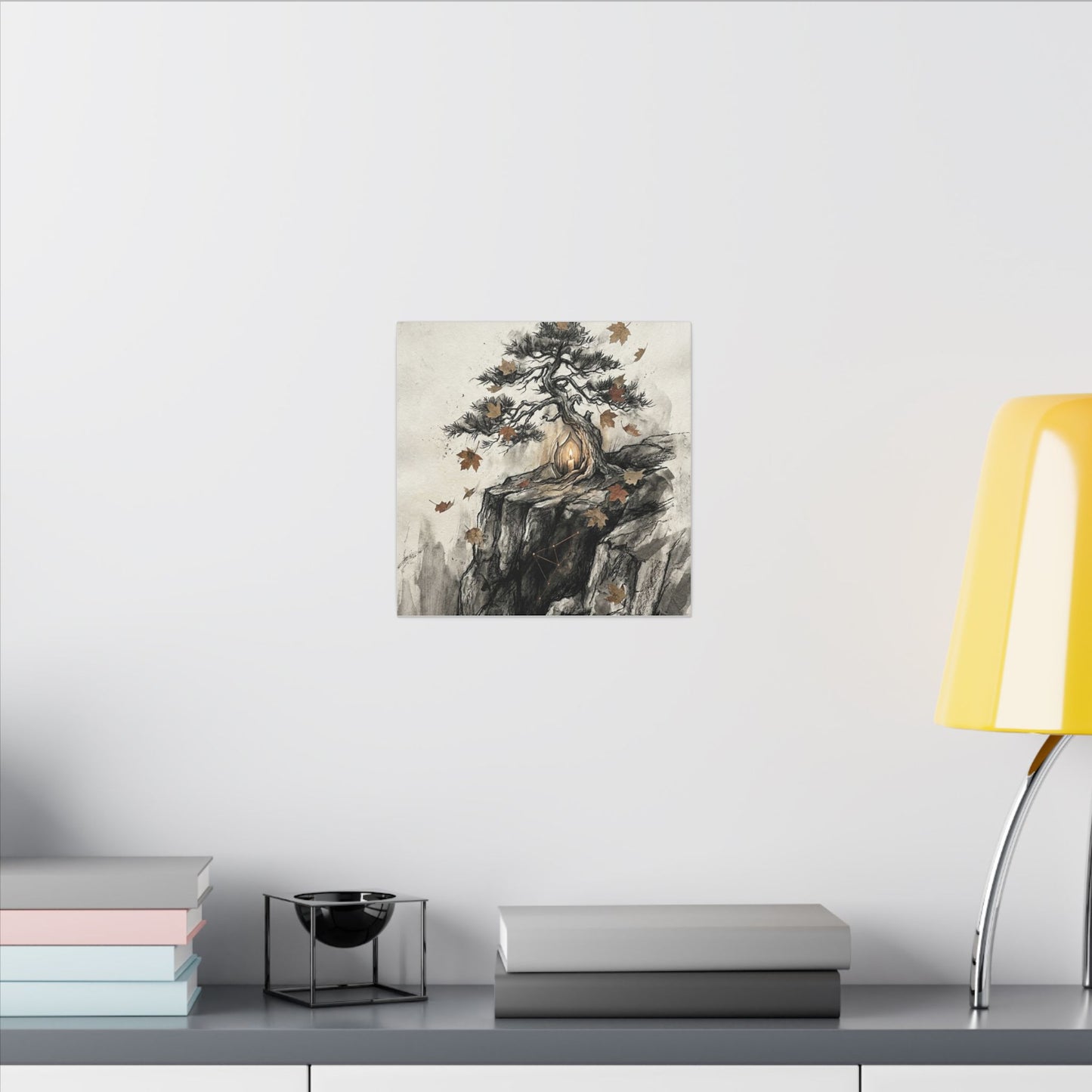 Pine Tree Autumn Canvas Art | Japandi Earthy Design