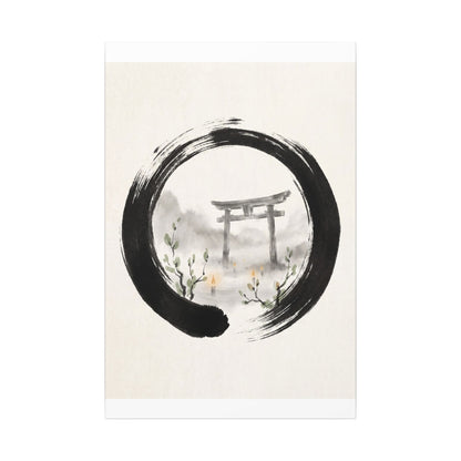 Spring Torii Gate Enso Canvas Art | Tranquil Decor