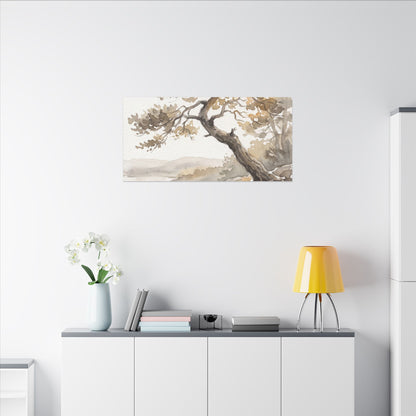 Pine Tree Watercolor Canvas Art | Elegant Japandi Art