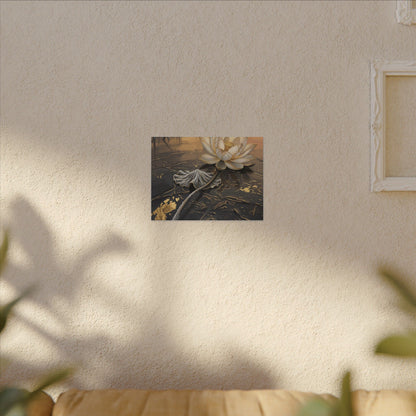 Kintsugi Lotus Flower in Golden Hour | Gold Vein Canvas Art
