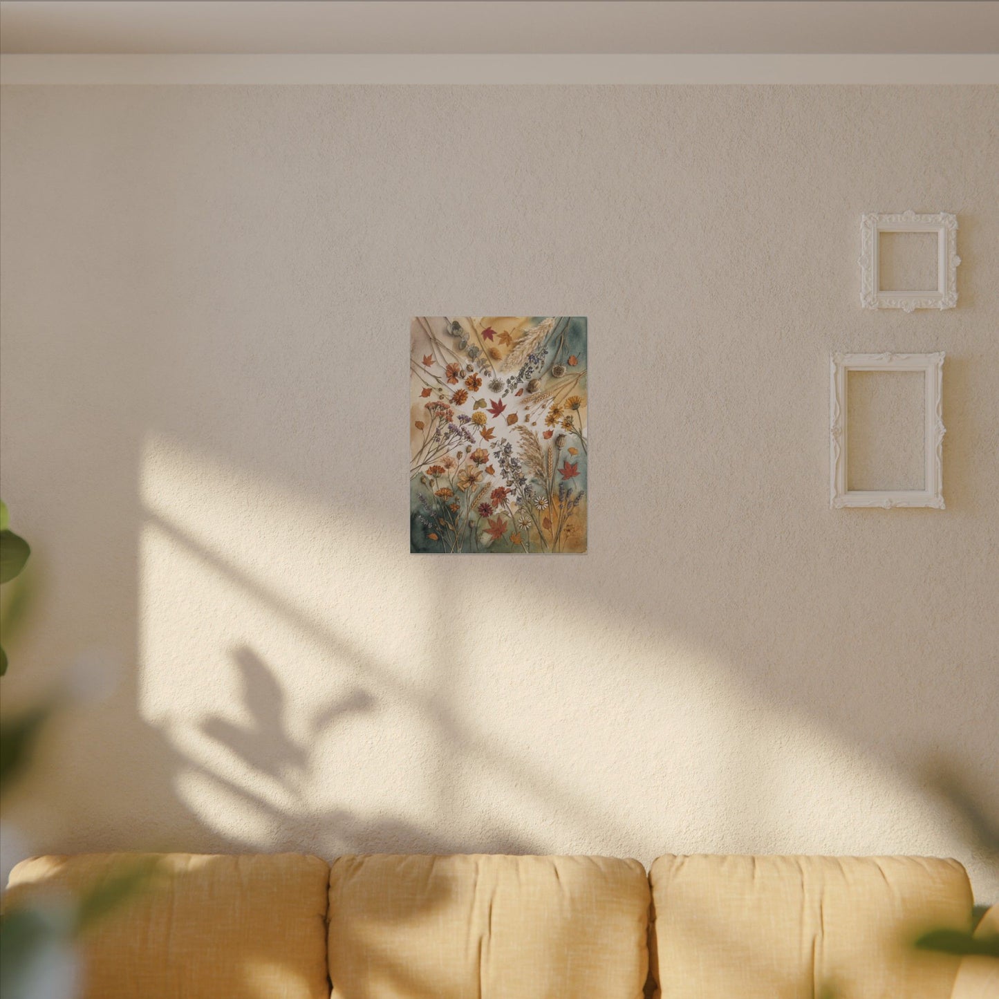 Dried Flowers Canvas Art | Autumn Japandi Watercolor Art