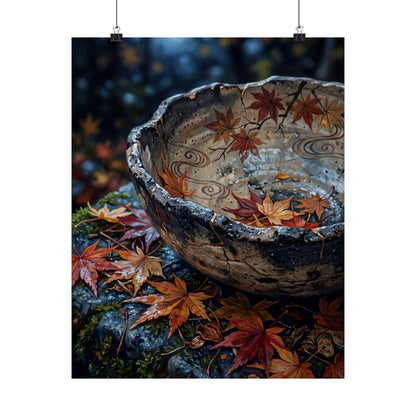 Autumn Ceramic Bowl Japanese Pattern Wall Art Print | Earthy Decor