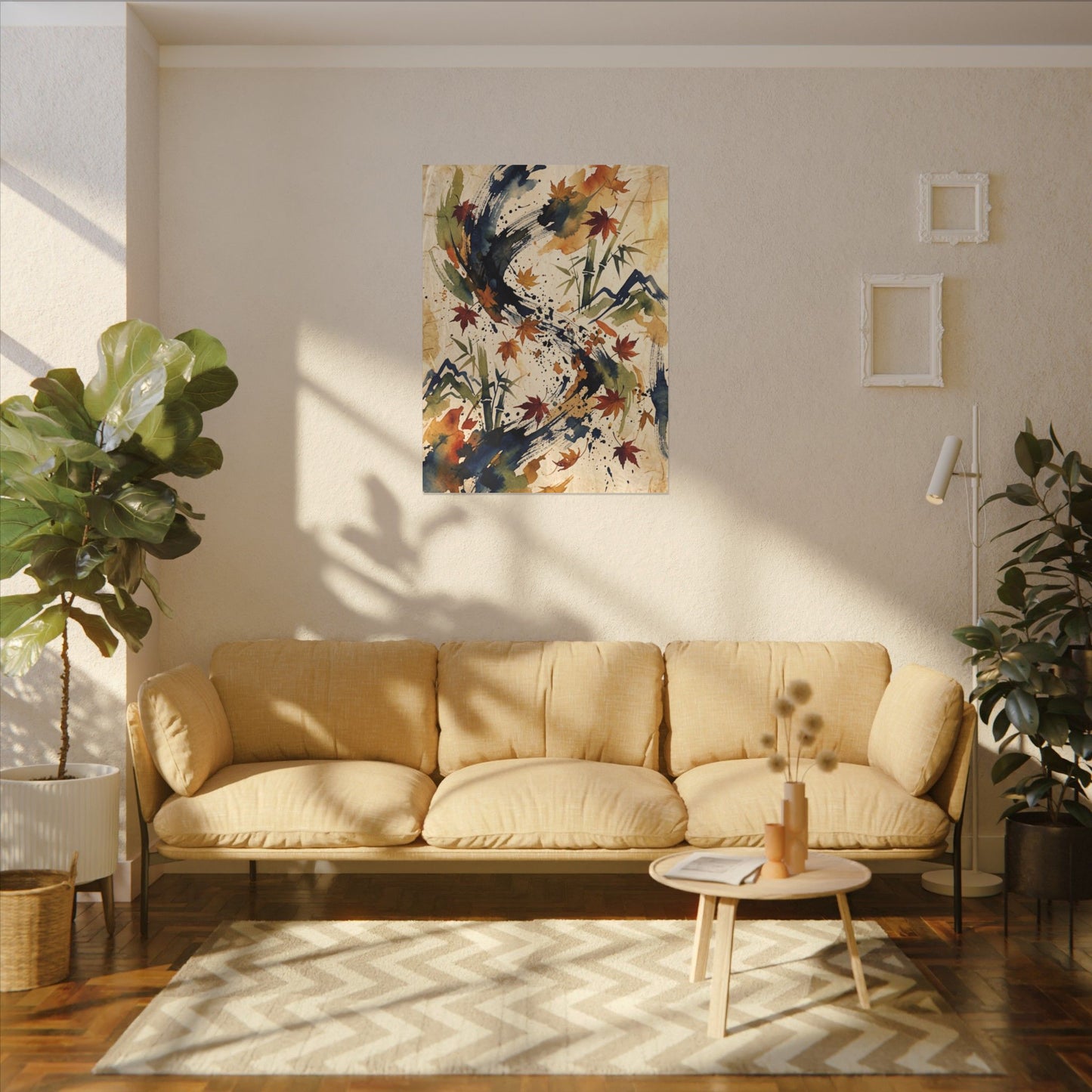 Golden Hour Ink Brushstroke Canvas Art - Zen Shibui
