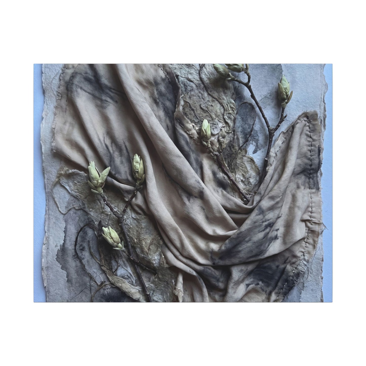 Japandi Silk Drape in Moonlight | Texture Canvas Art