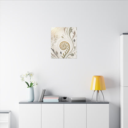 Japandi Fern Unfurling in Golden Hour | Japanese Pattern Canvas Art