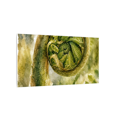 Japandi Fern Unfurling in Dappled | Watercolor Canvas Art
