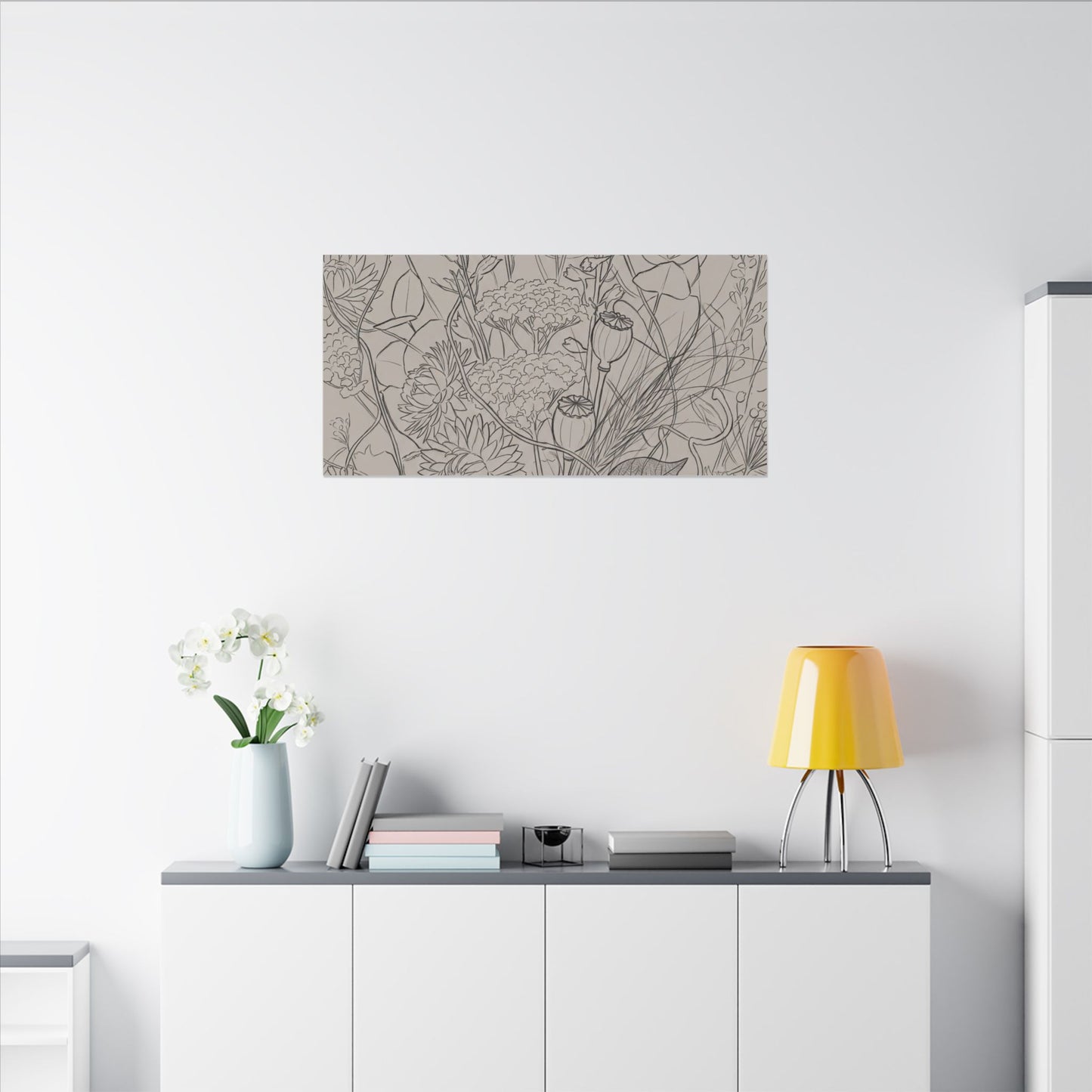 Summer Dried Flowers Minimal Line Canvas Art | Elegant Decor