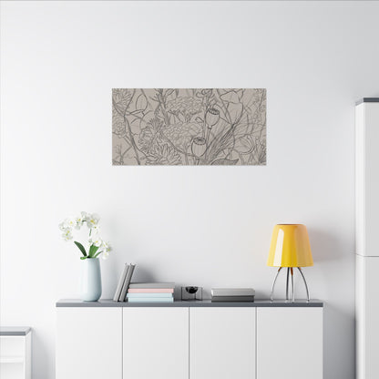 Summer Dried Flowers Minimal Line Canvas Art | Elegant Decor