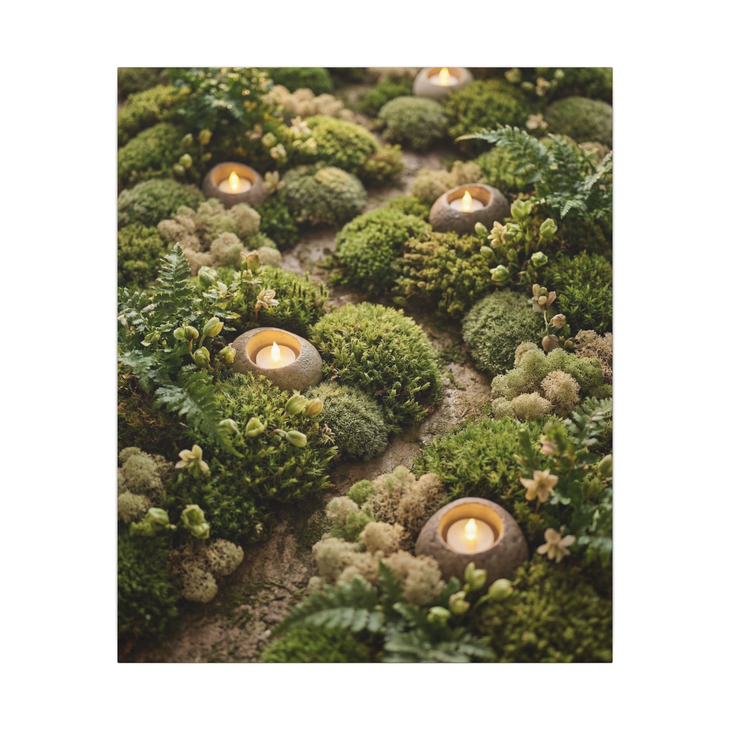 Moss Close Up Japanese Pattern Canvas Art | Neutral Japandi Art