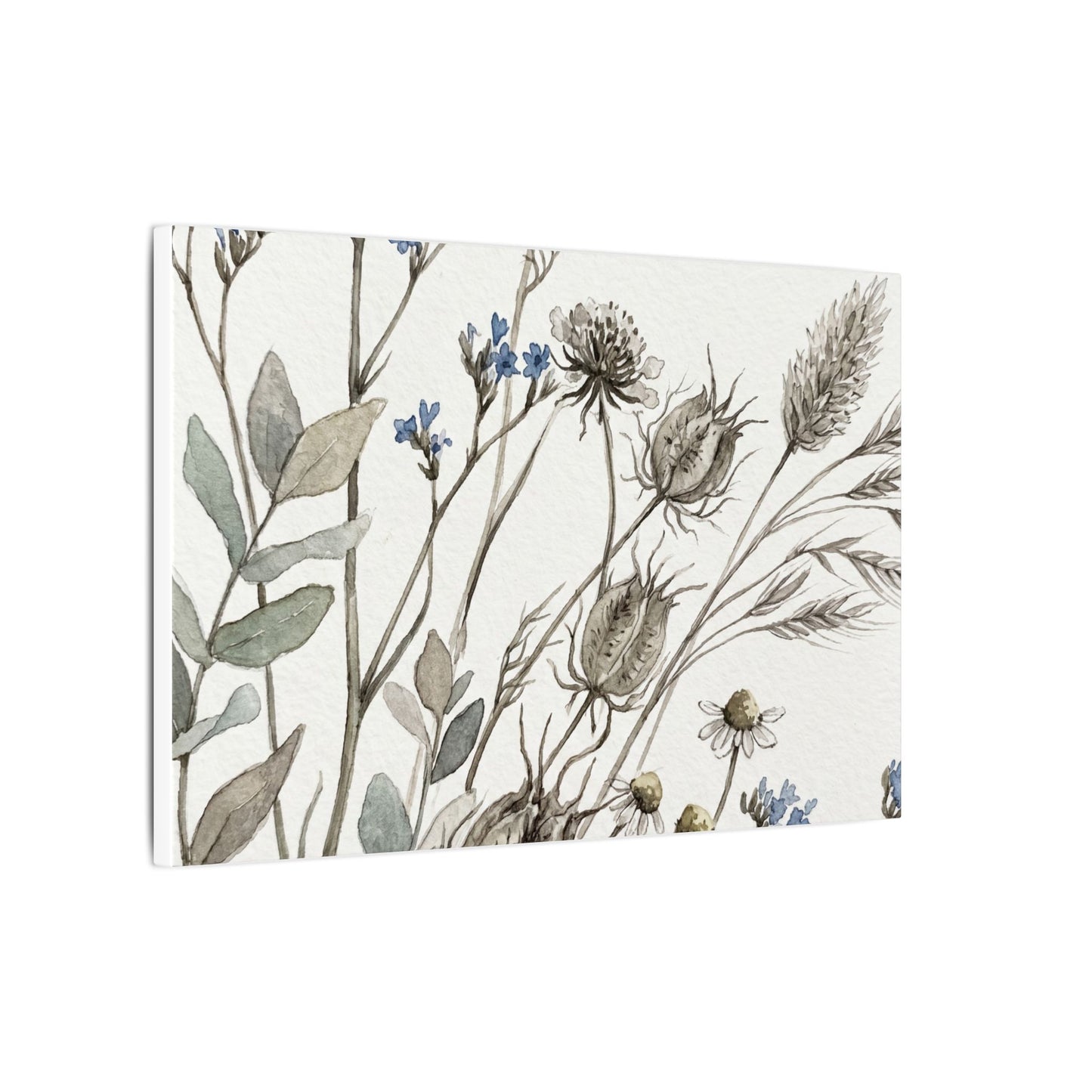 Dried Flowers Canvas Art | Summer Japandi Watercolor Art