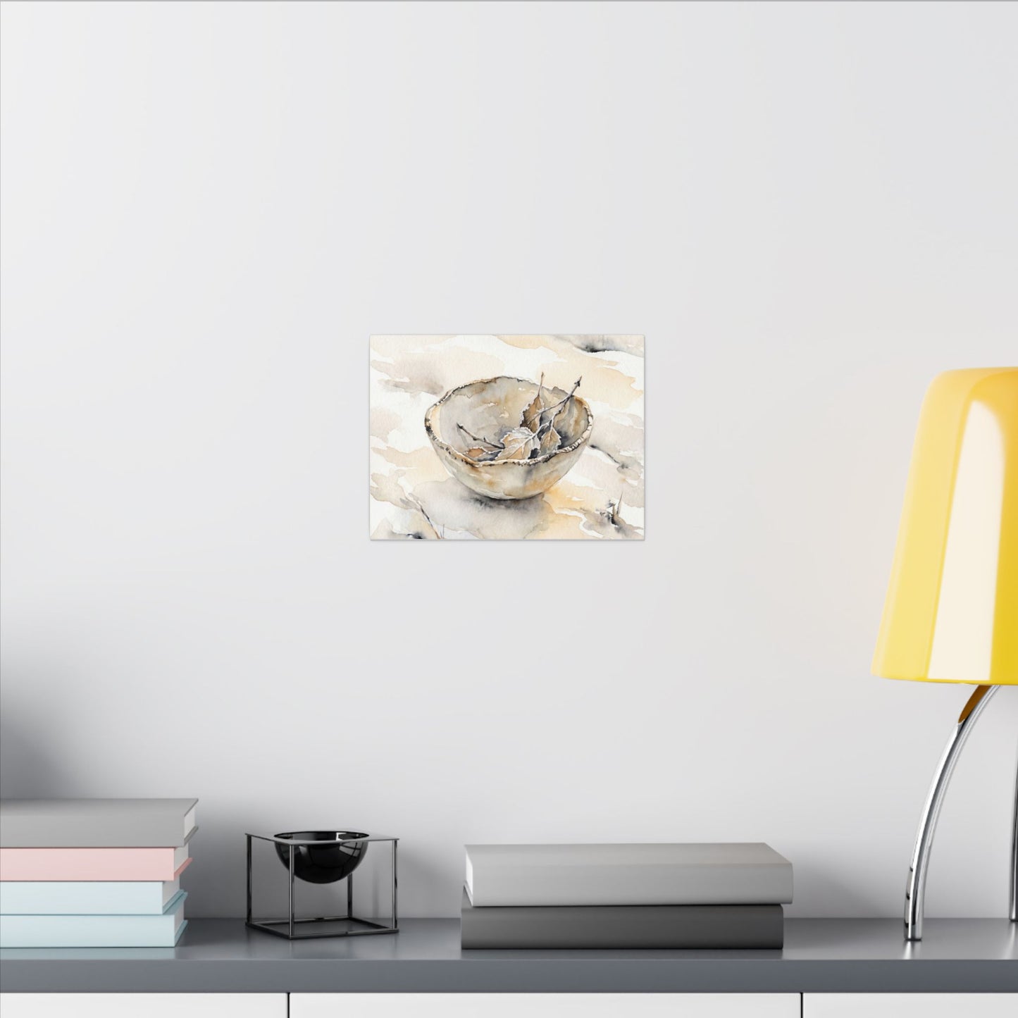 Ceramic Bowl Canvas Art | Winter Japandi Watercolor Art