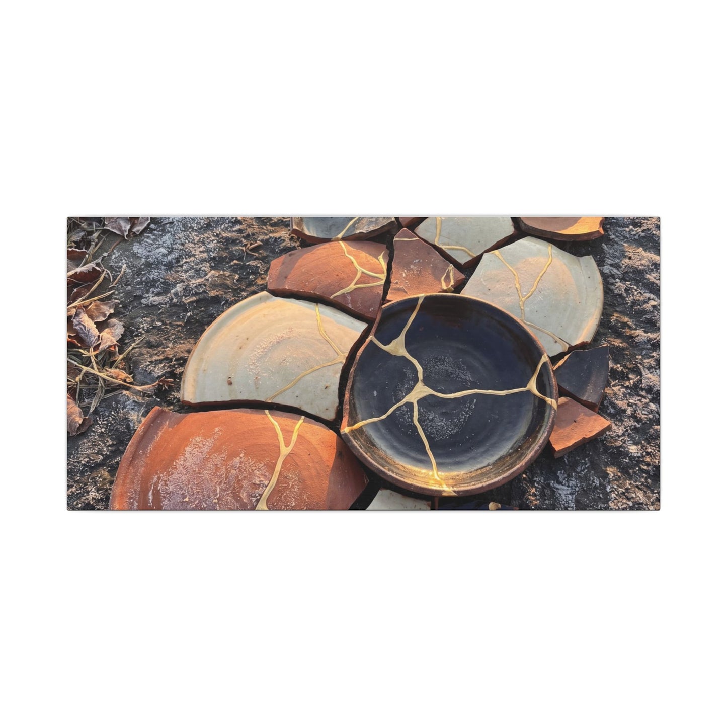 Winter Broken Pottery Gold Vein Canvas Art | Beautiful Decor