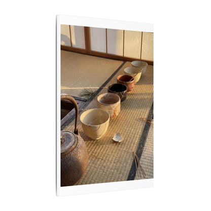 Kintsugi Tea Ceremony in Golden Hour | Gold Repair Canvas Art