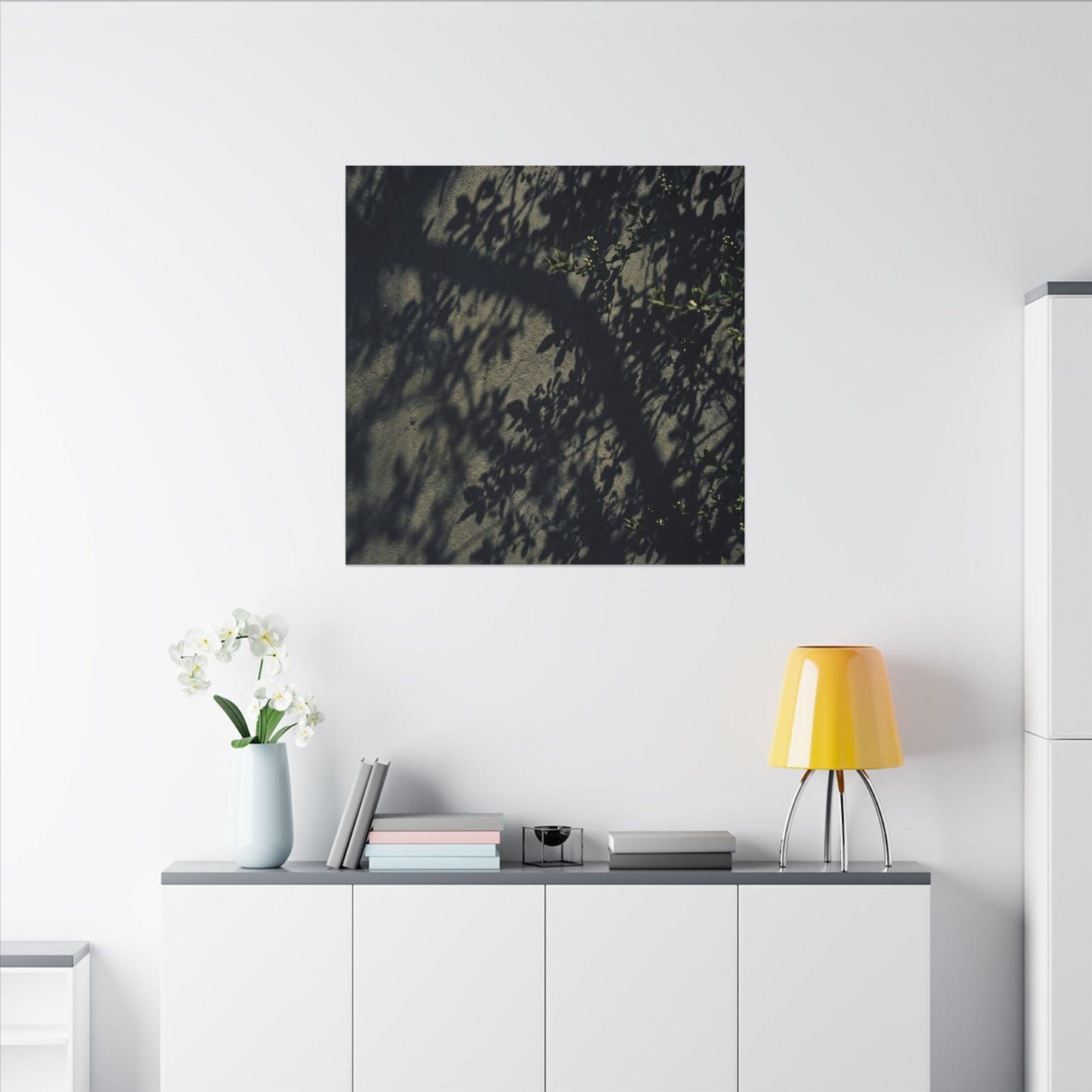Atmospheric Shadow Play Canvas Art - Moody Minimal Dark Japandi