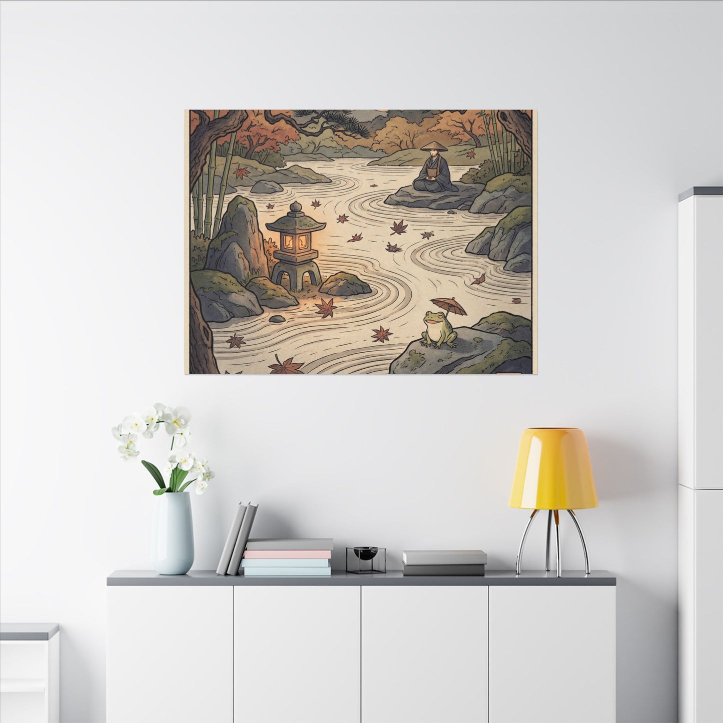 Rock Garden Autumn Canvas Art | Zen Serene Design